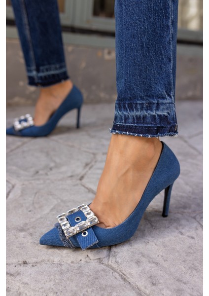 Duarte Kadın Kot Kumaş Taşli Topuklu Stıletto