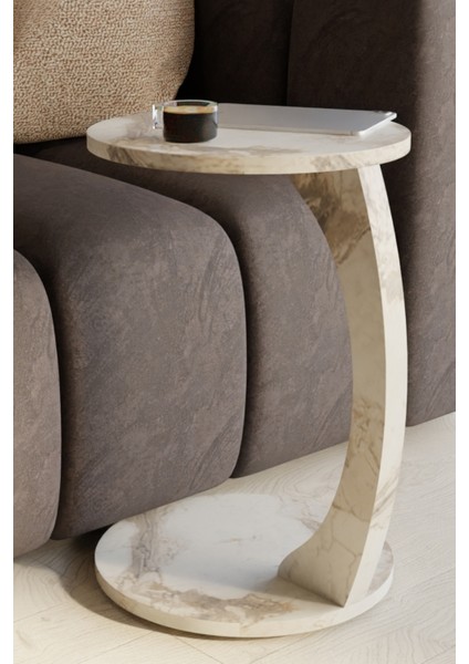 Tekerlekli C Tasarım Beyaz Mermer Yan Sehpa Modern Hareketli Orta Sehpa Salon ve Oturma Odası Masası fiyatları