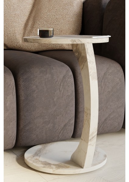 Tekerlekli C Tasarım Beyaz Mermer Yan Sehpa Modern Hareketli Orta Sehpa Salon ve Oturma Odası Masası fırsatları