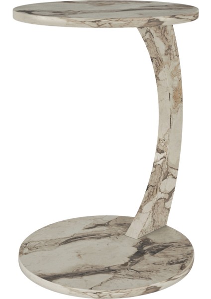 Tekerlekli C Tasarım Beyaz Mermer Yan Sehpa Modern Hareketli Orta Sehpa Salon ve Oturma Odası Masası