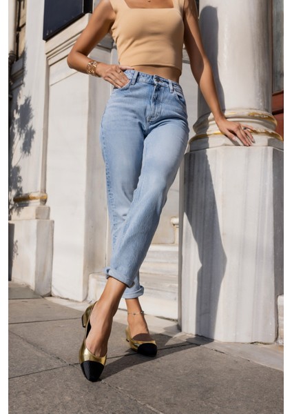 Vargas Kadin Altın Siyah Parçali Babet modelleri