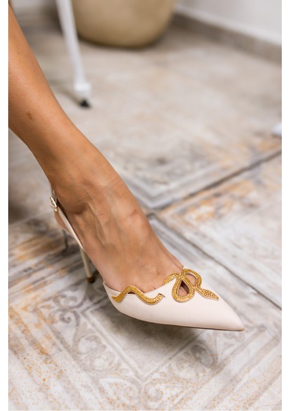 Race Kadın Gumus Ithal Taş Detay Topuklu Abiye Sandalet