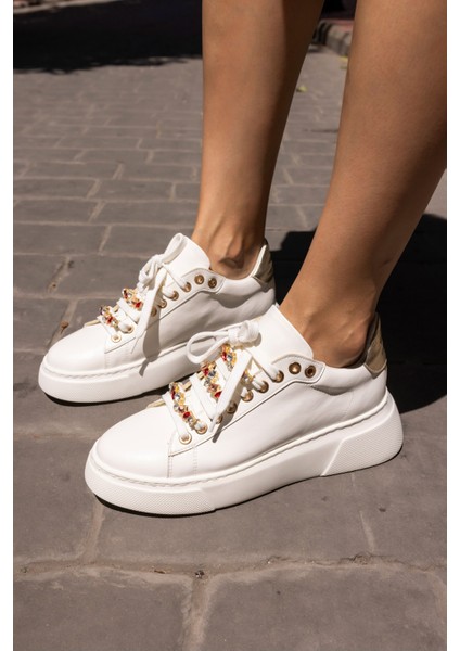Donald Kadın Beyaz Bagcık Taş Detay Sneaker fiyatları