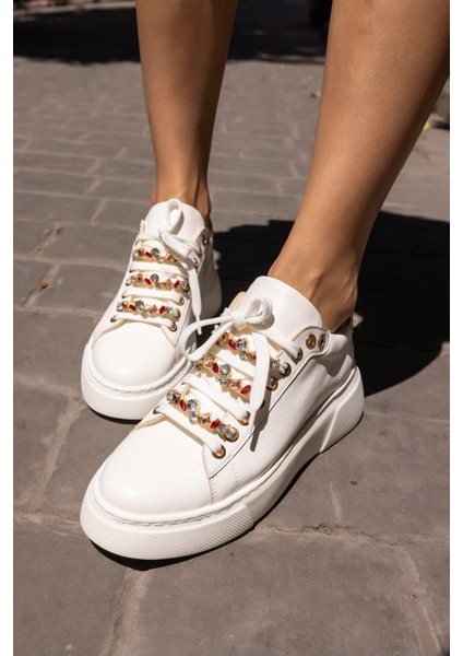Donald Kadın Beyaz Bagcık Taş Detay Sneaker modelleri