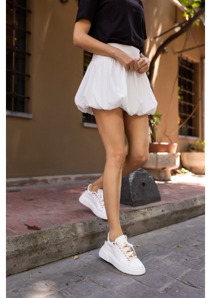 Donald Kadın Beyaz Bagcık Taş Detay Sneaker