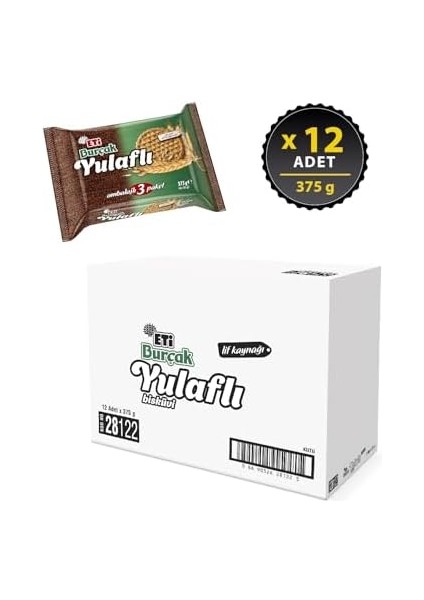 Eti Burçak Yulaflı Bisküvi 375 G x 12 Adet