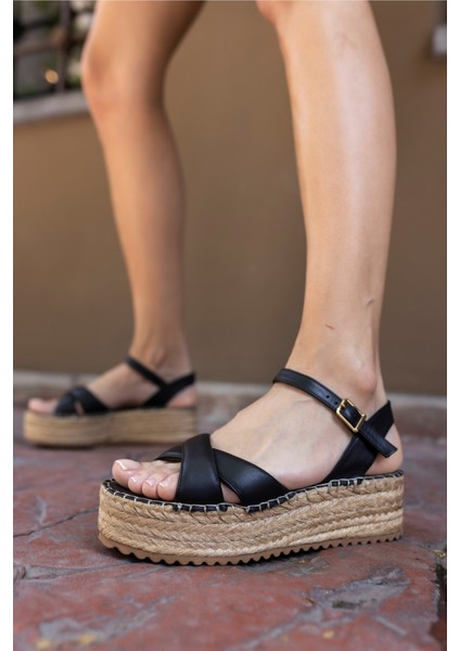 Rossa Kadin Bej Gercek Deri Hasir Sandalet