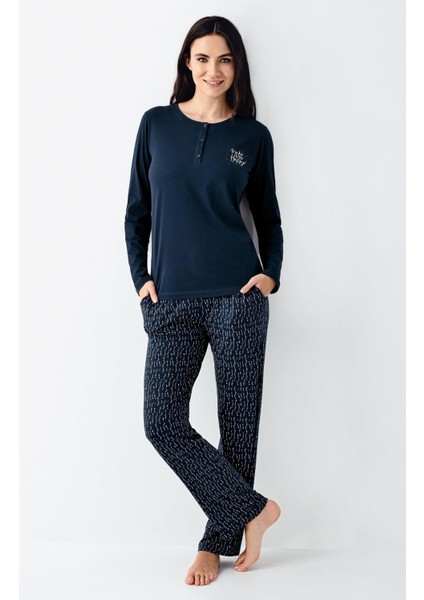 Büyük Beden Make Me Happy Kadın Modal Pamuklu Rahat Uzun Kollu Pijama Takım fiyatları