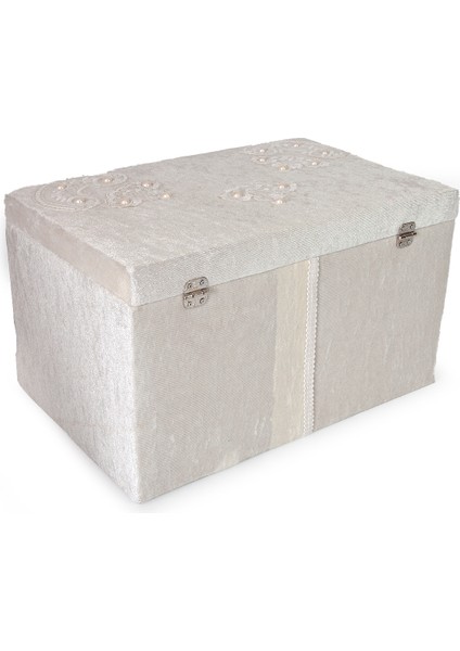 Kadife Dantelli Söz Nişan Düğün Çeyizlik Gelin Bohça Sandık Seti (Büyük+Küçük) - Taş indirimleri