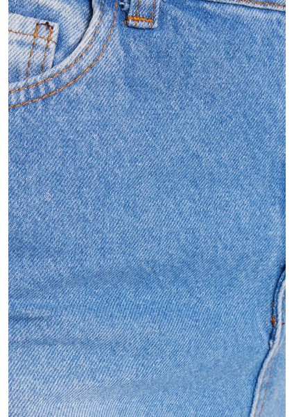 Kadın Regular Fit Klasik Kesim Pamuklu Bol Paça Mavi Jean Pantolon