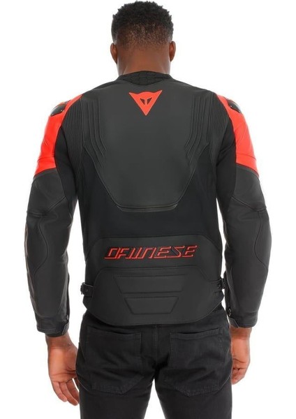 Racing 5 Black Red Fluo Korumalı Deri Motosiklet Mont modelleri