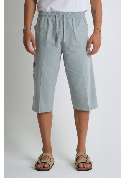 Erkek Kargo Cep %100 Pamuk Keten Görünümlü Kapri E207-38 fiyatları