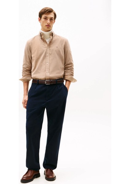 Erkek Regular Fit Düğmeli Yaka Kadife Gömlek - Bej fiyatları
