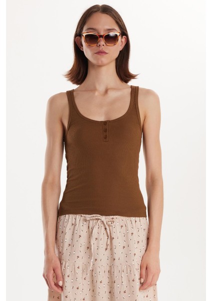 Kadın Modal Kumaş Standart Fit Ince Askılı U Yaka Düğmeli Body Atlet fırsatları