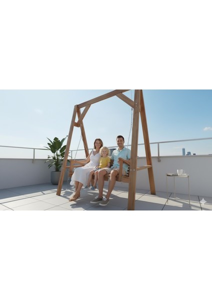 Doğal Çam Ağacından İmal – İki Kişilik Ahşap Salıncak (160X200x48x55 Cm) fırsatları