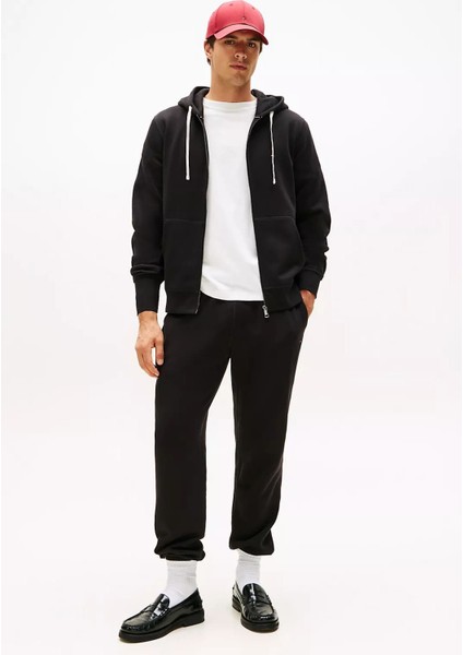 Erkek Regular Fit Kapüşonlu Kanguru Cepli Fermuarlı Sweatshirt - Siyah fiyatları
