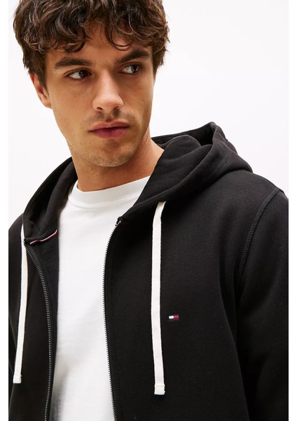 Erkek Regular Fit Kapüşonlu Kanguru Cepli Fermuarlı Sweatshirt - Siyah fırsatları