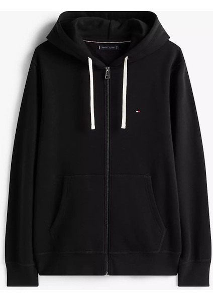 Erkek Regular Fit Kapüşonlu Kanguru Cepli Fermuarlı Sweatshirt - Siyah indirimleri
