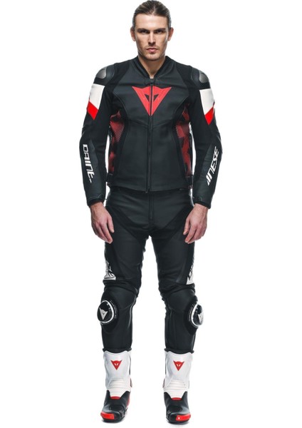 Avro 5 Korumalı Deri Motosiklet Montu Red Lawa Wht