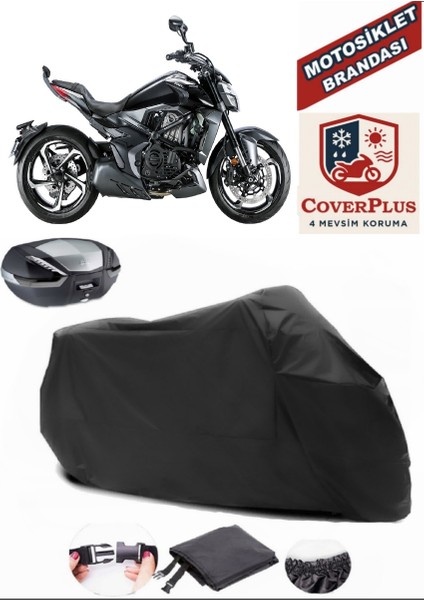 Zontes 350 T1 Siyah Arka Çanta Uyumlu Motorsiket Brandası Motor Örtüsü Çadır Su Geçirmez Motosiklet Kılıfı Motor Brandası
