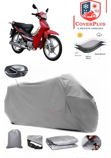 Lifan Tay 100 Arka Çanta Uyumlu (Gri) Motorsiket Brandası Motor Örtüsü Çadır Su Geçirmez Motosiklet Kılıfı Motor Brandası