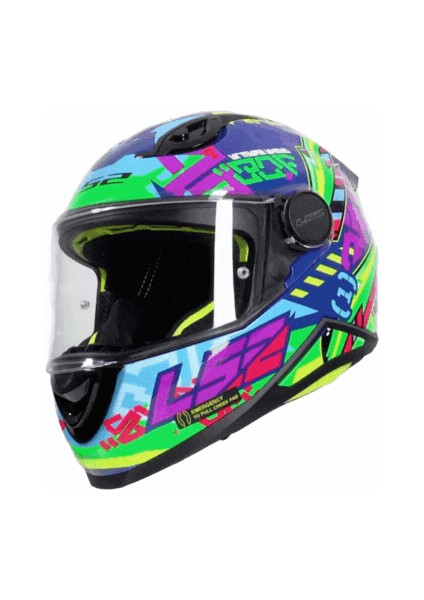 Kid Svent Kapalı Çocuk Motosiklet Kaskı Mavi Yeşil