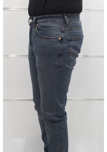 Fistan Store Erkek Lacivert Yüksek Bel Rahat Kesim Boru Paça Jean Pantolon modelleri