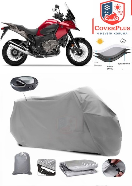 Honda Vfr 1200 x Crosstourer Arka Çanta Uyumlu (Gri) Motorsiket Brandası Motor Örtüsü Çadır Su Geçirmez Motosiklet Kılıfı Motor Brandası