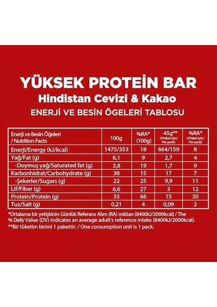 Fellas Yüksek Protein Bar, Hindistan Cevizli ve Kakaolu, 45GR x 12 Adet