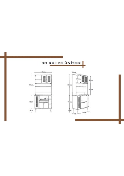 Kahve Köşesi 90 cm %100 Mdf Panjur Kapak Çok Amaçlı Dolap fiyatları