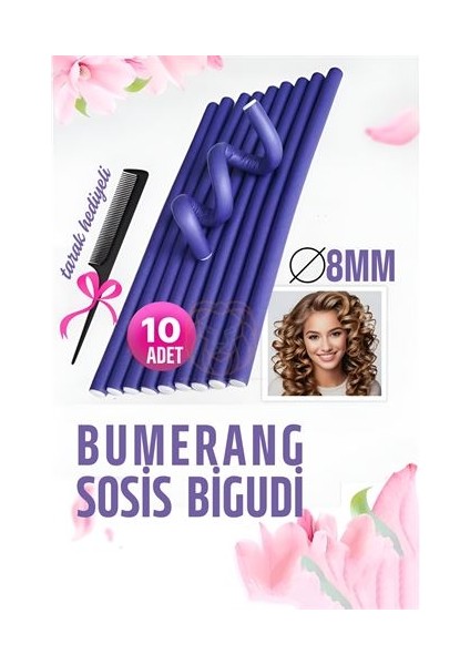 Hsnet Bumerang Sosis Bigudi Tarak Seti 8 mm Kalınlık 10 Adet - M210R948-K20210