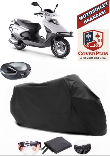 Kuba Rocca 100 Siyah Arka Çanta Uyumlu Motorsiket Brandası Motor Örtüsü Çadır Su Geçirmez Motosiklet Kılıfı Motor Brandası