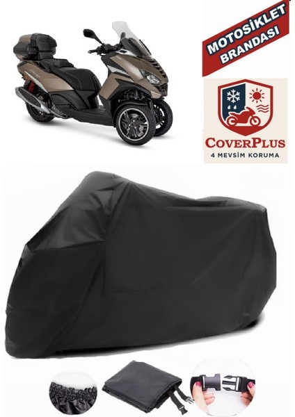 Peugeot Metropolis 400 Motor Brandası Siyah Motorsiket Brandası Motor Örtüsü Çadır Su Geçirmez Motosiklet Kılıfı Motor Brandası