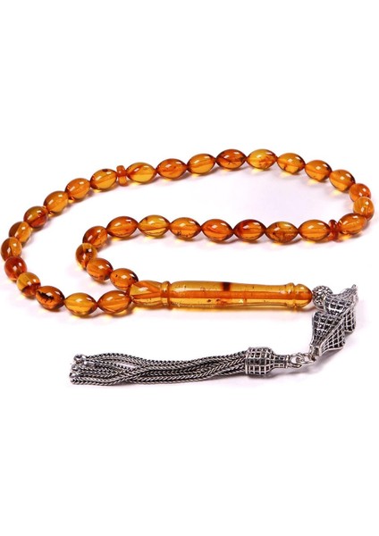 Gümüş Püsküllü Bilek Boy Arpa Tane Damla Kehribar Tesbih fiyatları