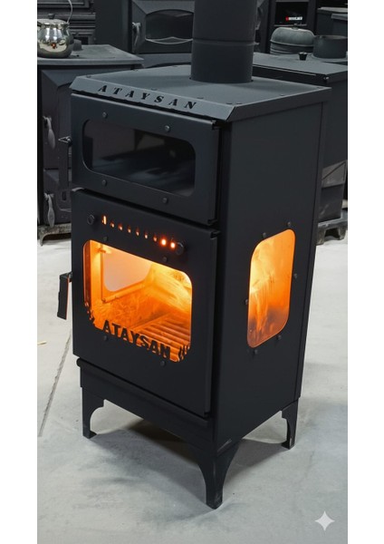 Peletli ve Odunlu Kalın Sac Kaliteli Otantik Şömine 10 kg Pelet Kapasiteli Şömine fiyatları