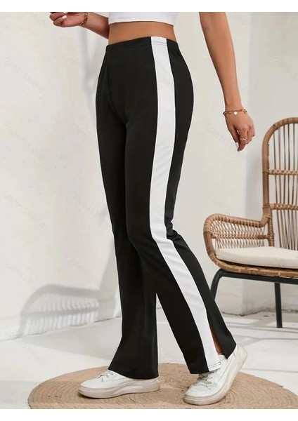 Kadın Yüksek Bel Yan Şerit Detaylı Yırtmaçlı Viskon Iki Iplik Pantolon fiyatları
