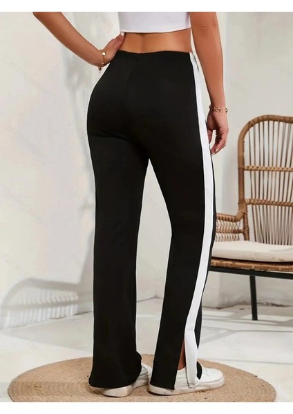 Kadın Yüksek Bel Yan Şerit Detaylı Yırtmaçlı Viskon Iki Iplik Pantolon indirimleri