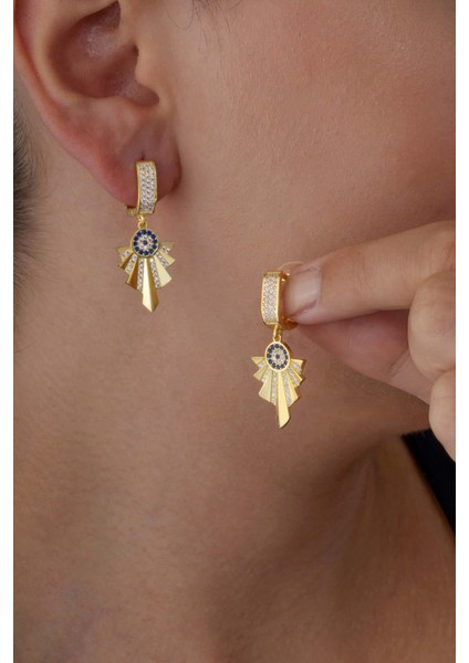 Özel Tasarım Altın Kaplama Nazar Boncuklu Gümüş Küpe fiyatları