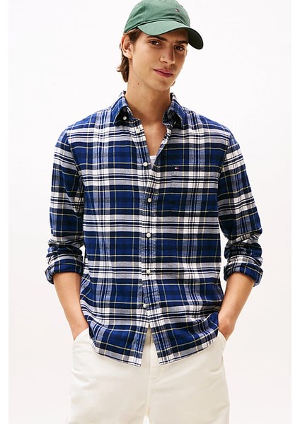 Erkek Hero Regular Fit Ekose Desenli Flanel Gömlek - Lacivert