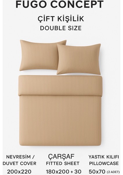Premium %100 Pamuk Çift Kişilik Nevresim Takımı | Naturel Kumaş – Lastikli Çarşaf modelleri