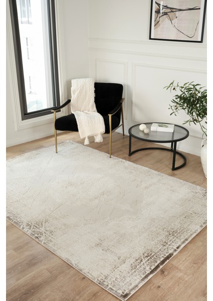 Modern Dokuma Halı Bej Yumuşak Dokulu Premium Salon Oturma Odası Yolluk Mutfak Halısı
