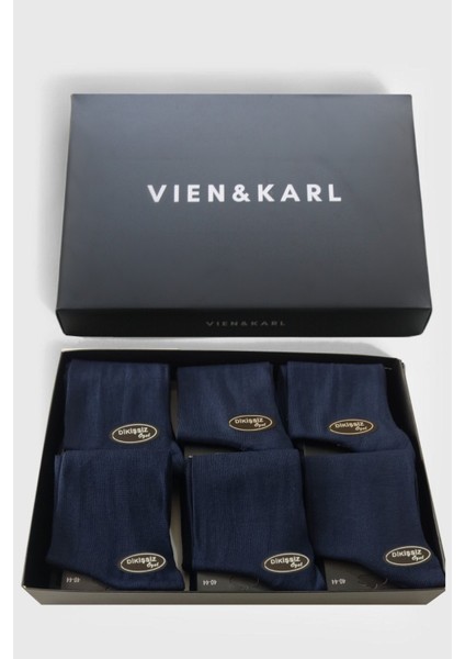 Erkek Lacivert Bambu Çorap 6'lı Premium Kutu