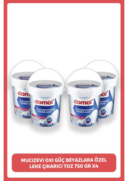 Mucizevi Oxi Güç Beyazlara Özel Leke Çıkarıcı Toz 750 gr (4 Adet)