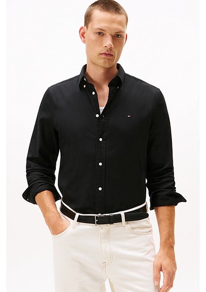 Erkek Regular Fit Flex Teknolojili Flanel Gömlek - Siyah