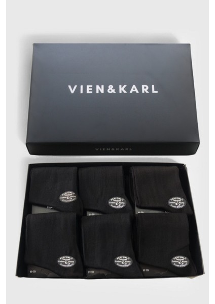 Erkek Siyah Bambu Çorap 6'lı Premium Kutu