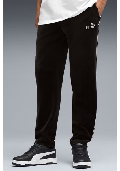 Erkek Ess Elevated Velour Şeritli Eşofman Altı - Siyah