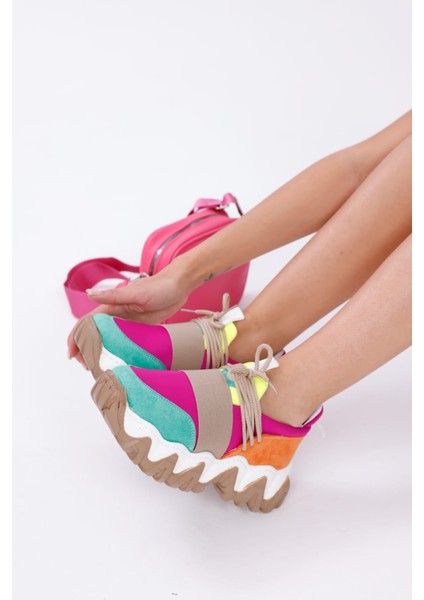 Kadın Bağcıklı Rahat Süet Renkli Sneakers Spor Ayakkabı modelleri