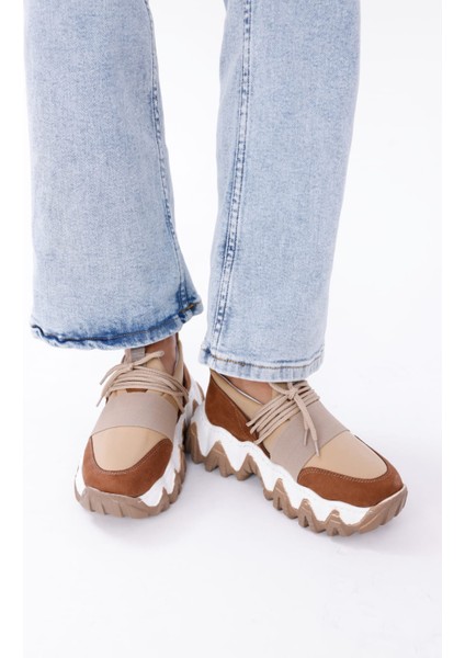 Kadın Bağcıklı Rahat Süet Renkli Sneakers Spor Ayakkabı