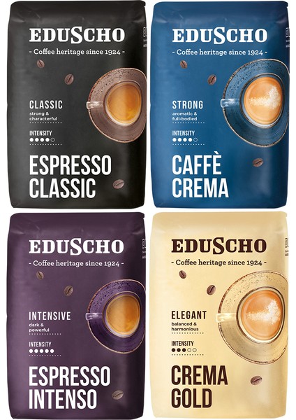Eduscho Crema Gold Çekirdek Kahve 500 G & Espresso Classic Çekirdek Kahve 500 G & Espresso Intenso Çekirdek Kahve 500 G & Caffe Crema Strong Çekirdek Kahve 500 G