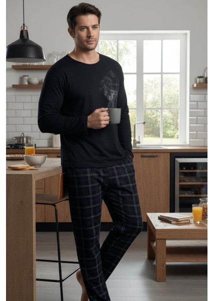Konforlu Ev Giyimi Üst ve Desenli Pijama Altı | Erkek Pijama Takımı modelleri